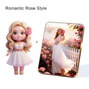 Romantic Rose style Custom 3D Figure & 10" Photo Frame