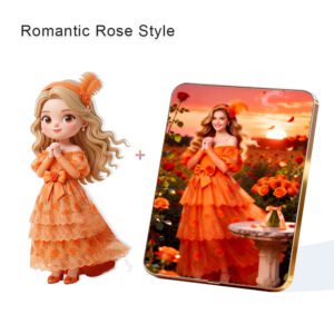 Romantic Rose style Custom 3D Figure & 10" Photo Frame