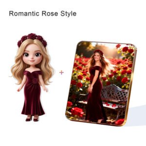 Romantic Rose style Custom 3D Figure & 10" Photo Frame