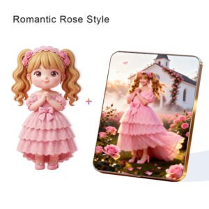 Romantic Rose style Custom 3D Figure & 10" Photo Frame