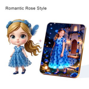 Romantic Rose Style Custom 3D Figure & 10" Photo Frame