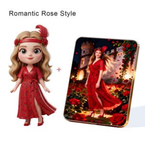 Romantic Rose style Custom 3D Figure & 10" Photo Frame