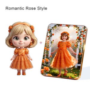 Romantic Rose Style Custom 3D Figure & 10" Photo Frame