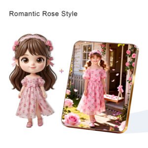 Romantic Rose Style Custom 3D Figure & 10" Photo Frame