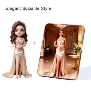 Elegant Socialite style Custom 3D Figure & 10" Photo Frame