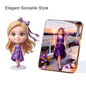 Elegant Socialite Style Custom 3D Figure & 10" Photo Frame