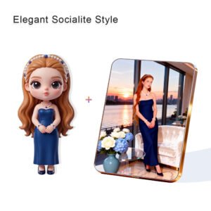 Elegant Socialite style Custom 3D Figure & 10" Photo Frame