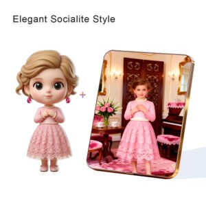Elegant Socialite Style Custom 3D Figure & 10" Photo Frame