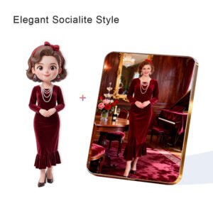 Elegant Socialite style Custom 3D Figure & 10" Photo Frame