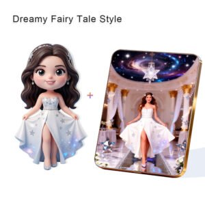 Dreamy Fairy Tale style Custom 3D Figure & 10" Photo Frame