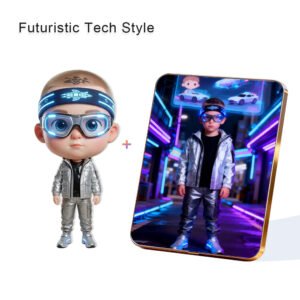 Futuristic Tech Style Custom 3D Figure & 10" Photo Frame