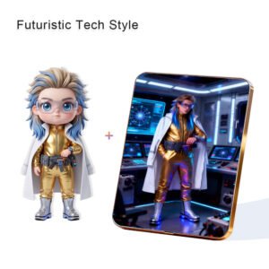 Futuristic Tech style Custom 3D Figure & 10" Photo Frame