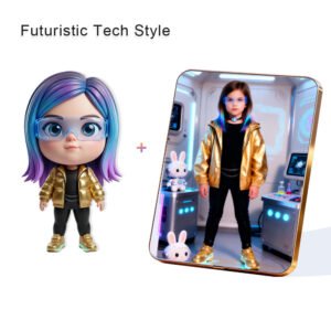 Futuristic Tech Style Custom 3D Figure & 10" Photo Frame
