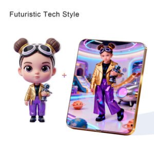 Futuristic Tech Style Custom 3D Figure & 10" Photo Frame