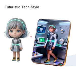 Futuristic Tech Style Custom 3D Figure & 10" Photo Frame
