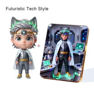 Futuristic Tech Style Custom 3D Figure & 10" Photo Frame
