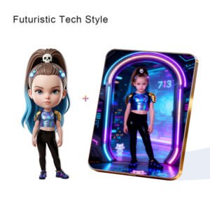 Futuristic Tech Style Custom 3D Figure & 10" Photo Frame