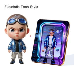 Futuristic Tech Style Custom 3D Figure & 10" Photo Frame