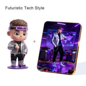 Futuristic Tech style Custom 3D Figure & 10" Photo Frame