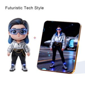 Futuristic Tech style Custom 3D Figure & 10" Photo Frame