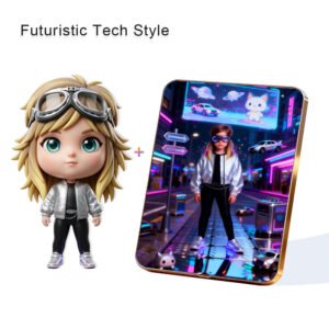 Futuristic Tech Style Custom 3D Figure & 10" Photo Frame