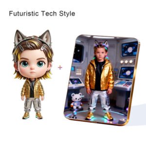 Futuristic Tech Style Custom 3D Figure & 10" Photo Frame