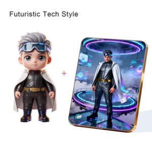 Futuristic Tech style Custom 3D Figure & 10" Photo Frame
