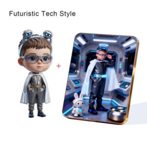 Futuristic Tech Style Custom 3D Figure & 10" Photo Frame