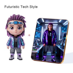 Futuristic Tech style Custom 3D Figure & 10" Photo Frame