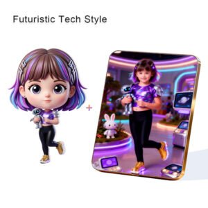 Futuristic Tech Style Custom 3D Figure & 10" Photo Frame