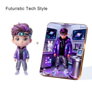 Futuristic Tech Style Custom 3D Figure & 10" Photo Frame