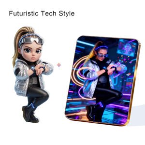 Futuristic Tech style Custom 3D Figure & 10" Photo Frame