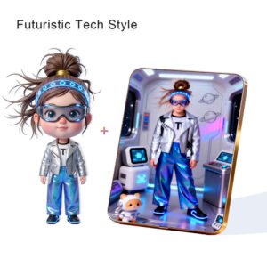 Futuristic Tech Style Custom 3D Figure & 10" Photo Frame