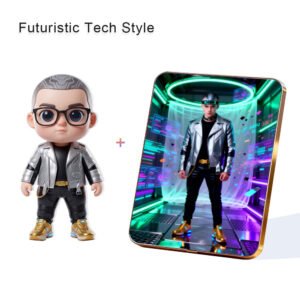 Futuristic Tech style Custom 3D Figure & 10" Photo Frame