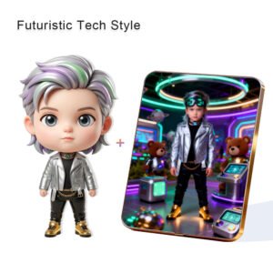 Futuristic Tech Style Custom 3D Figure & 10" Photo Frame