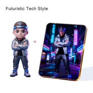 Futuristic Tech style Custom 3D Figure & 10" Photo Frame